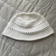 バケットハット クロシェハット ハンドメイド 白 ホワイト
