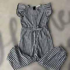 SHEIN チェック柄サロペット110白黒