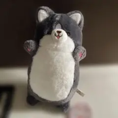 にぎって♪コーギー　ぬいぐるみ　グレー　かわいい　匿名配送