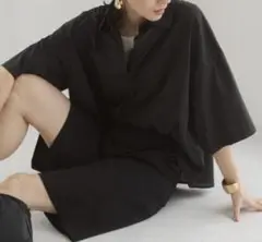 ANGIE　シアー オーバーサイズ レギュラーカラー シャツ 半袖 無地
