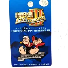 （USJ）ユニバーサル・スタジオ・ジャパン 3周年記念ポパイ　ピンバッジ