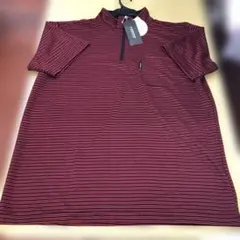 ダンロップハーフジップシャツ 赤黒ストライプ