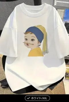 アートプリント ホワイト Tシャツ XXL