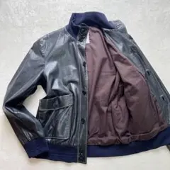 美品　トゥモローランド デニム レザージャケット 牛革 ブラック 黒　48サイズ