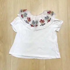 刺繍付きフリルカラー半袖シャツのみ