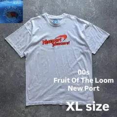 00s フルーツオブザルーム　New port ロゴ　プリント　好配色　XL