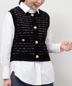 ツイード柄Vネックベスト