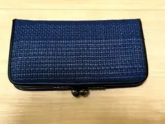 【美品】結城紬の財布(ネイビー)