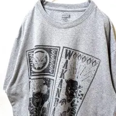 マーベル ブラックパンサーワカンダ デカロゴ Tシャツ グレー灰色 XL古着