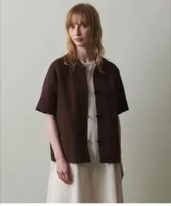 STAND COLLAR HALF SLEEVE BLOUSE