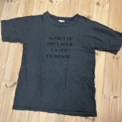 フランス語プリント Tシャツ ダークグレー