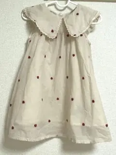 プティマイン 衿ハート刺しゅうワンピース90