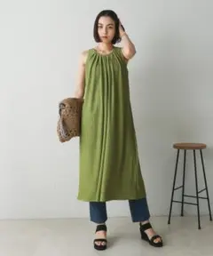 新品 ノースリーブワンピース ライムグリーン 黄緑 ZOZO