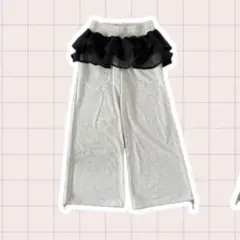 しまむら ayano オーガンジーフリルスエットパンツ　オートミールM