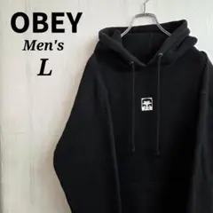OBEY　オーベイ　パーカー　L　ブラック　ポイントロゴ　韓国ブランド