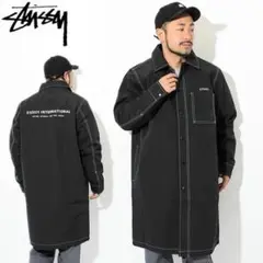 STUSSY ブルーグレー ステンカラーコート XL ステューシー STUSSY 00s チェック スイングトップ ジャケット