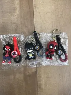 スパイダーマン バットマン デッドプール キーホルダー 3個セット