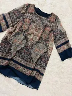 ACROSS アクロス　ペイズリー柄 チュニック　Tシャツシフォン　ブラウス