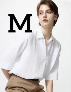 ユニクロ レーヨンスキッパーブラウス M ホワイト