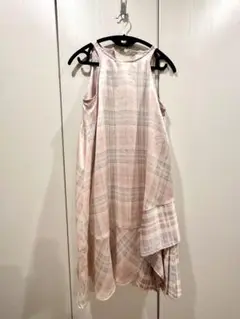 ドレス ワンピ チェック ペールカラー パステル 結婚式 プリーツ チェック柄