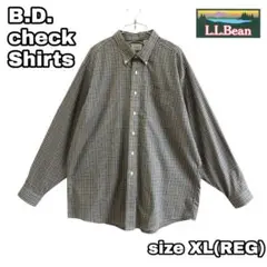 L.L.Bean ボタンダウンチェックシャツ　XL オリーブ　ネイビー