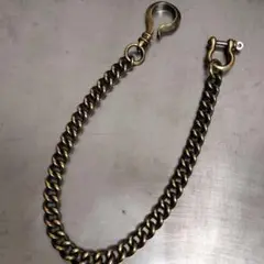 燻し 真鍮 丸喜平 12mm ウォレットチェーン ヴィンテージ ブラス 丸フック