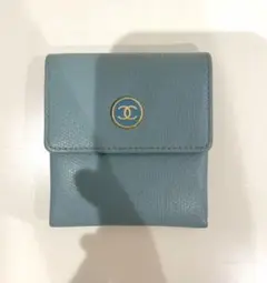【美品】Chanel コインケース ペールブルー