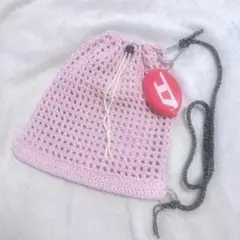 ナップサック メッシュバッグ バッグ 巾着 編み物 かぎ編み かぎ針編み