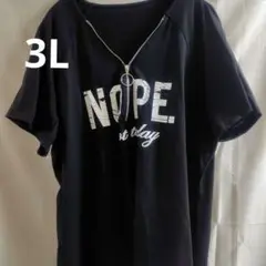 大きいサイズ3L ジッパー付き黒半袖Tシャツ