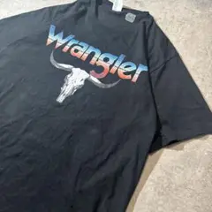 Wrangler ロングホーンスカル グラデーションロゴTシャツ ブラック L