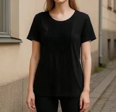 新品タグ付き ビジュー BIJOUX Tシャツ Mサイズ 黒 テクスチャー 半袖