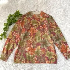 Route V -KOBE-の花柄ニット　薄手ニット　ハイネックニット