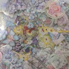 海外★PETマスキングテープ(1ループ✖6種類)・フレークシール大量133枚♪