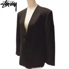 ✨新品✨STUSSY ノーカラージャケット　ブラック　ビジネス　フォーマル