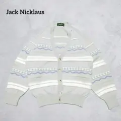 F3-2812　カーディガン　ボーダー　Vネック　M【Jack Nicklaus