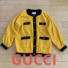 GUCCI 未使用 タイガーボタン イエローツイードジャケット