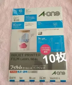 新品　A-one ラベルシール 10枚入りフィルム　光沢　フリーカット