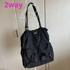 【A4可】quaranciel 2way リュック　トートバッグ　ブラック