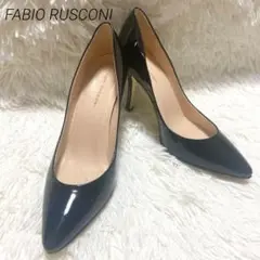 FABIO RUSCONI パンプス エナメル　ポインテッドトゥ 黒 23.5