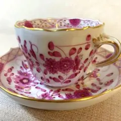 【美品・未使用品】 マイセン インドの華 「インドの華/リッチ・ピンク」 Cu0026S