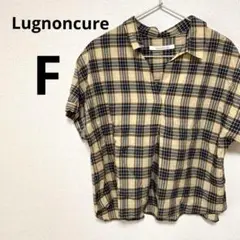 ルノンキュール レディース 半袖 シャツ ブラウス カジュアル チェック柄 茶
