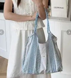 トートバック 【未使用品】レディース 花柄 カジュアル 青 ブルー エコバック