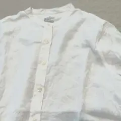 無印良品　リネン100%　バンドカラー　長袖シャツ　ホワイト