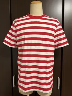 ボーダーTシャツ ホワイト×レッド Sサイズ（国内Mサイズ相当）