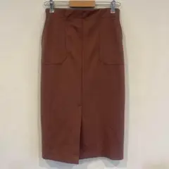 【イェリ ベア】タイトスカート ブラウン パッチポケット　スリット　オフィス