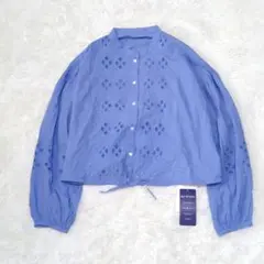 未使用タグ付☆24SS　SIMPLICITE　アイレット刺繍クロップ丈ブラウス