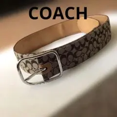 COACH シグネチャー 総柄 ベルト レザー キャンバス コーチ ミディアム