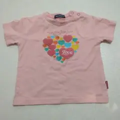 moujonjon ピンク ハート柄 Tシャツ 80　ムージョンジョン