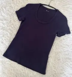 スリードッツ　半袖　Tシャツ　ネイビー　コットン　ラウンドネック