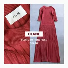 【訳あり】CLANE PLEATS KNIT ONE PIECE 赤